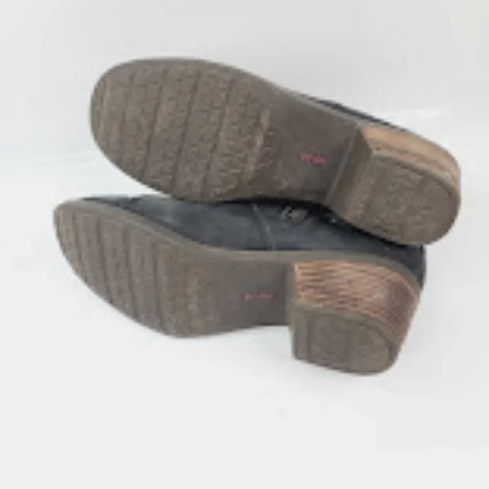 Teva Women's Black Foxy 1008317 Leather Block‎ Heel Ankle Bootie Size 10